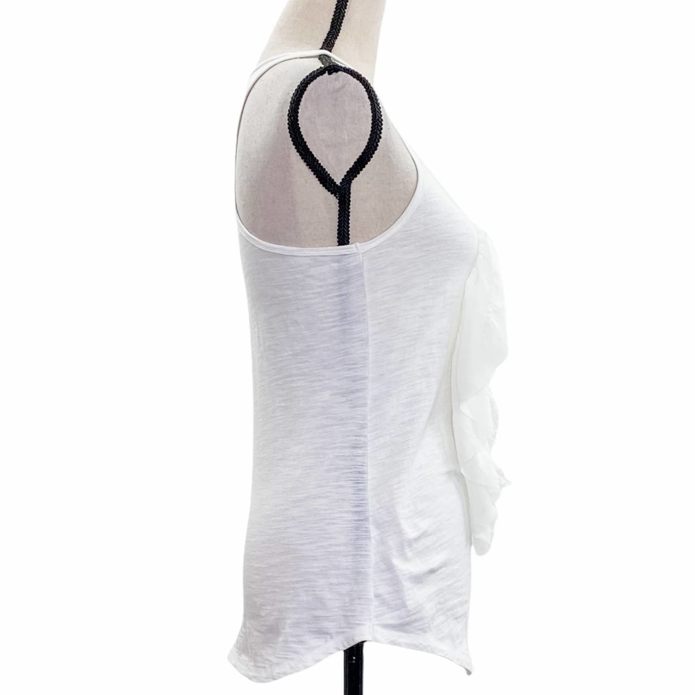 HOLLISTER Solid White Ruffled Front Sleeveless Burnout Racerback Tank Top - Picture 5 of 12